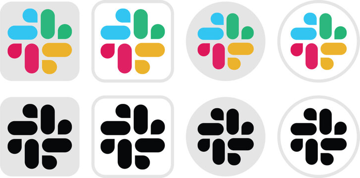 High resolution slack logo icon. Social media app slack logo icon set. Slack Logo Icon. Set on a transparent background
