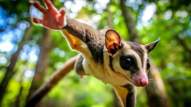 Adorable Collared Scaly-tailed Flying Squirrel in Flight