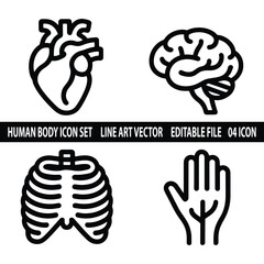 Human body icon set. Simple Flat line human body icons pack with editable stroke. Vector illustration
