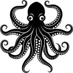 Featuring Create Bold Stroke Silhouette Octopus Elegant High-Quality Stock Image
