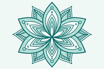 Obraz premium Teal and White Geometric Lotus Flower Mandala Design Keywords: mandala, lotus, flower, geometric