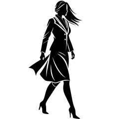 Featuring Create Bold Stroke Silhouette Woman Walk Elegant High-Quality Stock Image