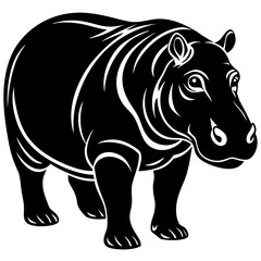 Create Bold Stroke Silhouette Hippopotam Creative Visual Great for Commercial Projects