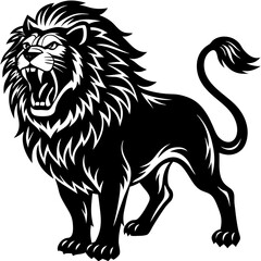 Create Bold Stroke Silhouette Lion Roari Creative Visual Suitable for Design