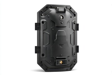 Tactical Shield. Black Ballistic Shield with Flashlight Providing Defense and Covering with Copy Space