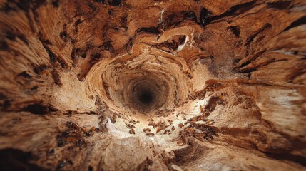 Termite Tunnel. Swarm of Termites Building Nests in Tropical Wood