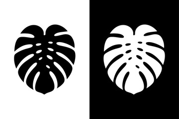 Abstract Monstera Leaf Silhouette Icon Vector Illustration