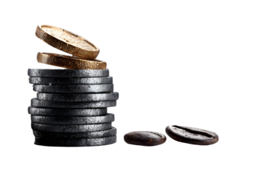 Coffee bean investment stack showing financial growth and success in the coffee industry