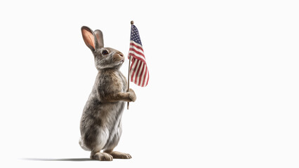 Rabbit Holding American Flag