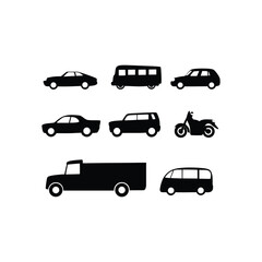 Car silhouette set, transport car, automobile