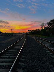 Fototapeta premium railway at sunset