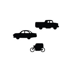 Car silhouette set, transport car, automobile