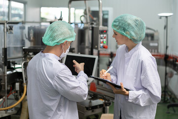 quality supervisor or food or beverages technician inspection about condition control food or beverages before send product to the customer. Production leader recheck machine and productivity.