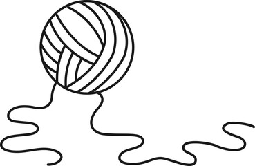 Illustration of Ball of Yarn with Loose End