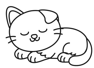 Illustration of a Sleeping Cartoon Cat