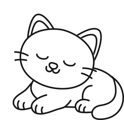 Cartoon Illustration of a Sleeping Cat