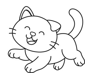 Cartoon Illustration of a Happy Kitten