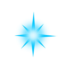Obraz premium Blue glowing star light effect Isolated on transparent Background.