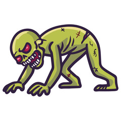 zombie, costume, halloween, vector, festival, transparent background, icon, horror, monster, evil, isolated, scary, dark, fear, dead, death, tattoo, Crawling zombies, crawling
