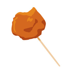 楊枝を刺した鶏の唐揚げのイラスト