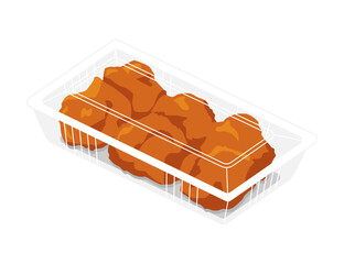 フードパックに入れた鶏の唐揚げのイラスト