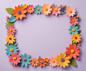 Papercut Floral Frame with Colorful Petals