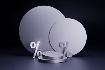 3d Podium with Percentage Signs for Product Display and Sales