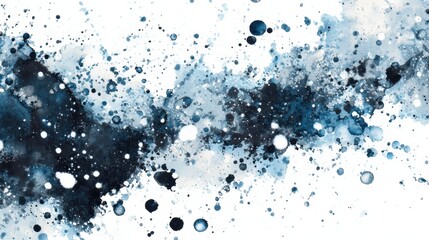 Obraz premium Abstract Watercolor Art Featuring Blue and Black Splashes on a White Background Creating a Dynamic Visual Effect