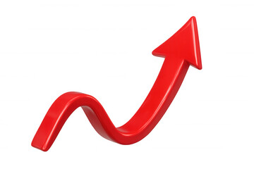 Red wavy arrow pointing upward, signaling positive growth trend against transparent background, ready for design integration