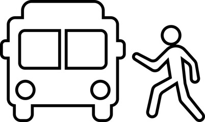 Bus with Passenger Icon Featuring Public Transport, Travel, Commuting, Tour, Vehicle, People, Journey, Urban Transit, and Transportation Symbols in Modern Vector Style elements designs template