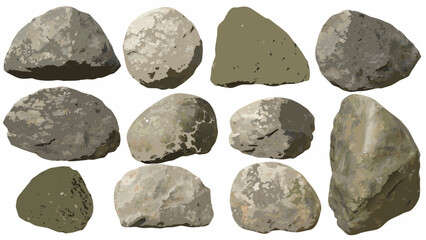 Collection of diverse natural stones and rocks isolated on white background
