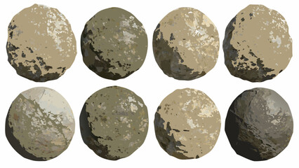 Eight textured oval stones in a grid on a white background © bashanti