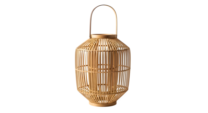 Elegant bamboo lantern isolated on transparent background, a stylish and ecofriendly lighting solution for creating a warm and inviting ambiance in any space