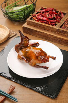 Cantonese Salt-Baked Pigeon Traditional Chinese Cuisine Crispy Roasted Bird Hakka Style Cooking