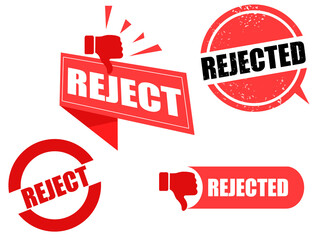 rejected set of red stamps sign, sale, icon, stamp, label