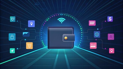 wallet integration success finance transaction Digital wallet concept with icons representing financial transactions.