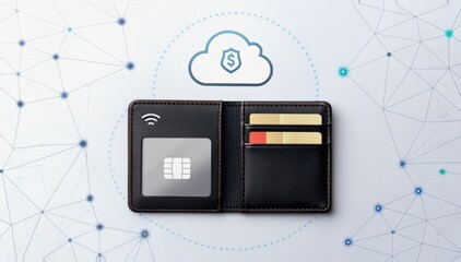 wallet integration success finance transaction Smart wallet with digital elements and cloud connection concept.