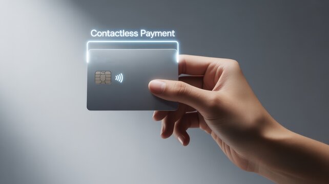 wallet integration success finance transaction Hand holding a card for contactless payment technology.