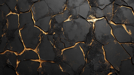 Black gold cracked texture abstract background design