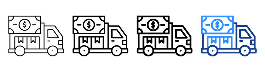 Shipping Cost Icon Different Style Outline Collection Set