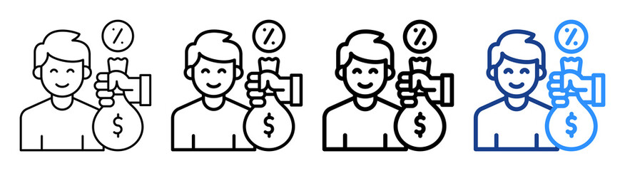 Commission Icon Different Style Outline Collection Set