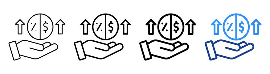 Dividend Icon Different Style Outline Collection Set
