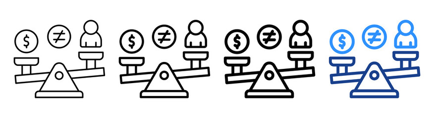 Income Inequality Icon Different Style Outline Collection Set