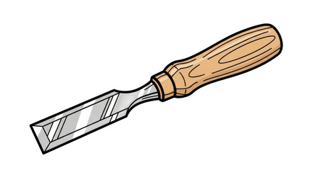 Chisel illustration with wooden handle for carpentry or construction projects