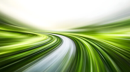 Dynamic green motion blur abstract curve speed lines bright light modern gradient smooth flow energy futuristic path minimal design vibrant tone convey fresh momentum and optimistic drive
