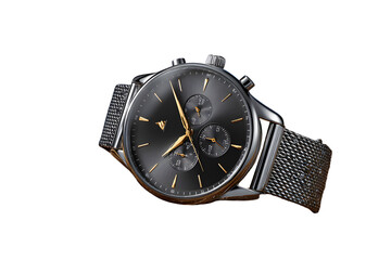 Elegant silver chronograph watch with gold details showcasing precision timekeeping fashion