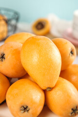 Fresh Loquat Fruits from Yunnan Mountains - Golden Orange Asian Fruit High Quality Organic Produce