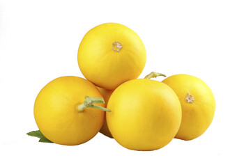 Golden Honeydew Melons from Shaanxi Minqin China White Background Fresh Fruit Crop