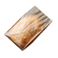 A loaf of bread in a translucent brown paper bag