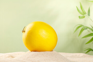 Fresh Yellow Honeydew Melon from Minqin - Premium Quality Fruit Crop on Natural Background